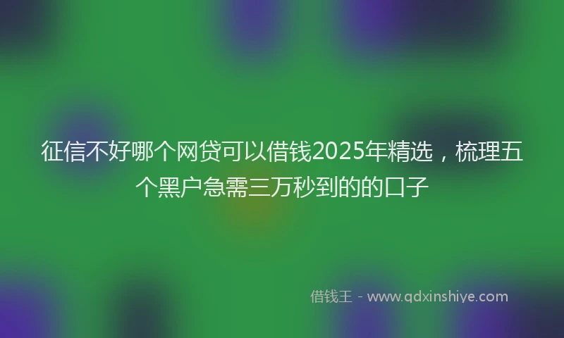 征信不好哪个网贷可以借钱2025年精选，梳理五个黑户急需三万秒到的的口子