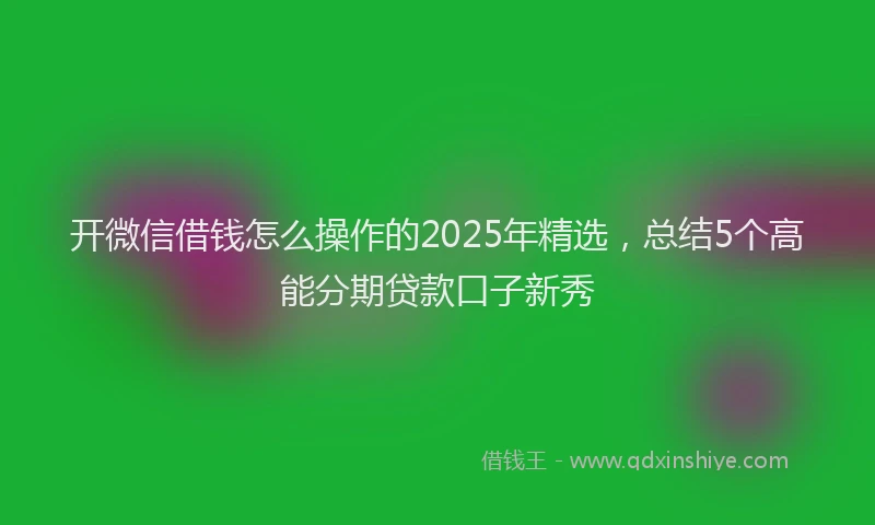开微信借钱怎么操作的2025年精选，总结5个高能分期贷款口子新秀