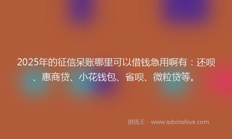 2025年的征信呆账哪里可以借钱急用啊有：还呗、惠商贷、小花钱包、省呗、微粒贷等。