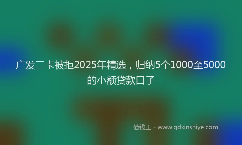 广发二卡被拒2025年精选，归纳5个1000至5000的小额贷款口子