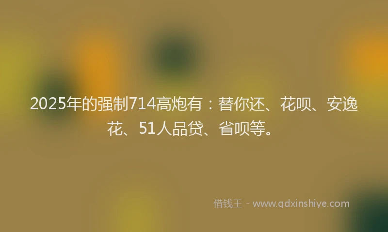 2025年的强制714高炮有：替你还、花呗、安逸花、51人品贷、省呗等。