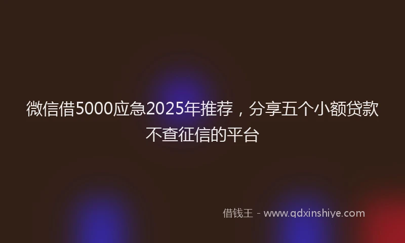 微信借5000应急2025年推荐，分享五个小额贷款不查征信的平台