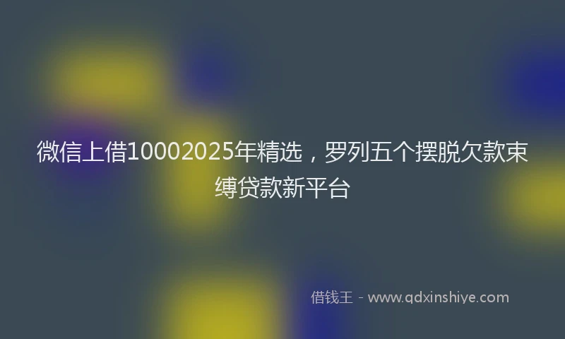 微信上借10002025年精选，罗列五个摆脱欠款束缚贷款新平台