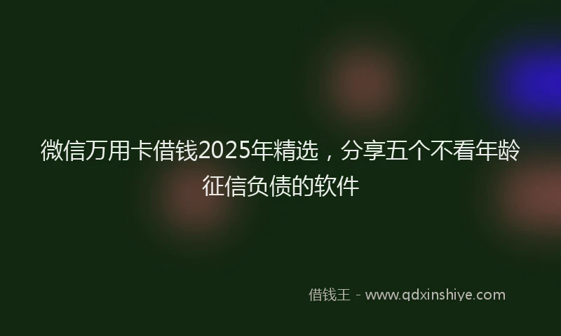 微信万用卡借钱2025年精选，分享五个不看年龄征信负债的软件