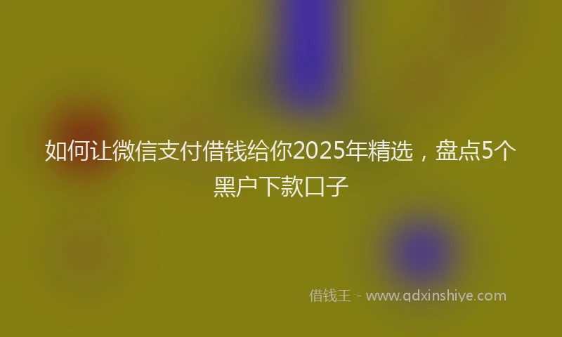 如何让微信支付借钱给你2025年精选，盘点5个黑户下款口子