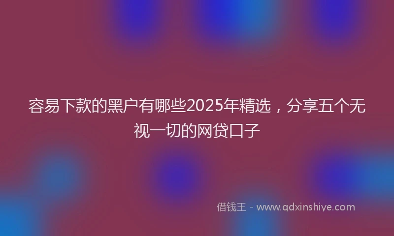 容易下款的黑户有哪些2025年精选，分享五个无视一切的网贷口子
