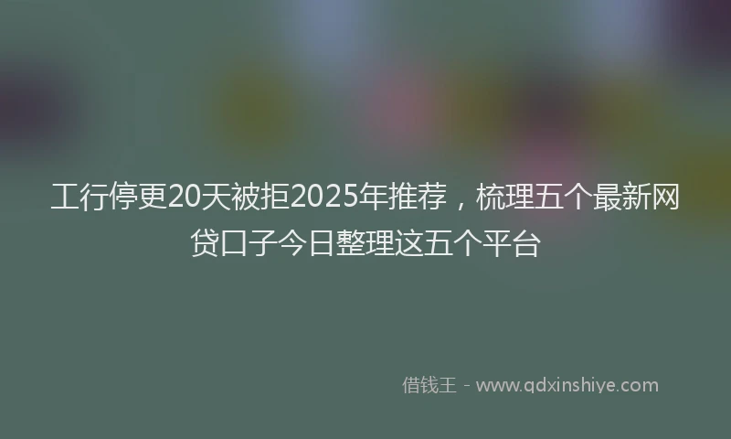 工行停更20天被拒2025年推荐，梳理五个最新网贷口子今日整理这五个平台