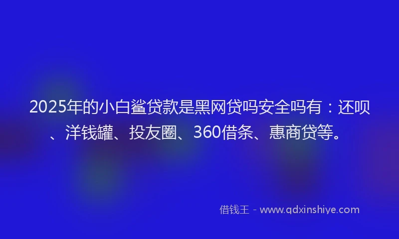 2025年的小白鲨贷款是黑网贷吗安全吗有：还呗、洋钱罐、投友圈、360借条、惠商贷等。