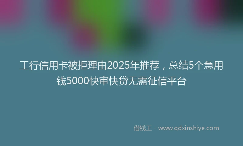工行信用卡被拒理由2025年推荐，总结5个急用钱5000快审快贷无需征信平台