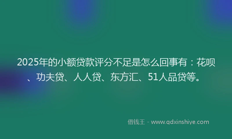 2025年的小额贷款评分不足是怎么回事有：花呗、功夫贷、人人贷、东方汇、51人品贷等。