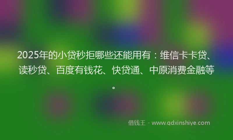 2025年的小贷秒拒哪些还能用有：维信卡卡贷、读秒贷、百度有钱花、快贷通、中原消费金融等。