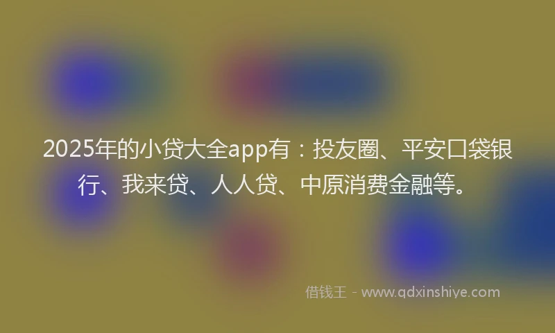 2025年的小贷大全app有：投友圈、平安口袋银行、我来贷、人人贷、中原消费金融等。