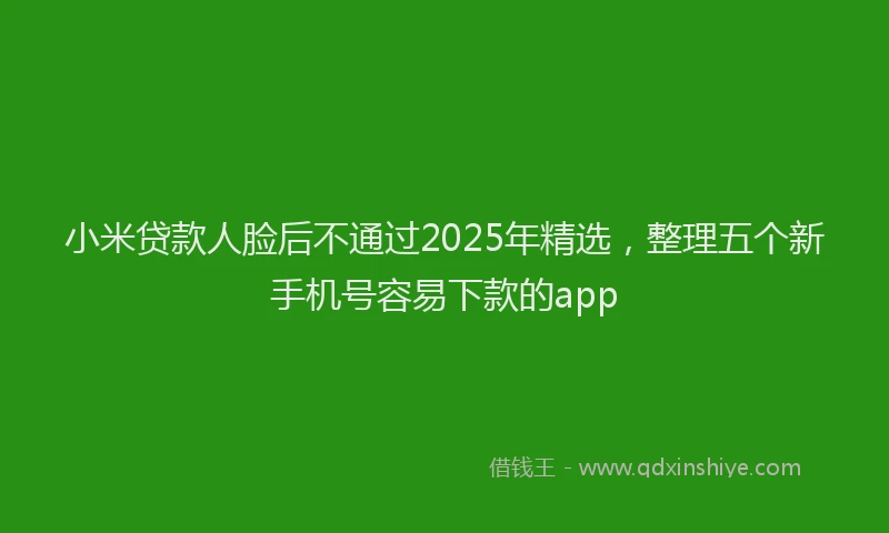 小米贷款人脸后不通过2025年精选，整理五个新手机号容易下款的app