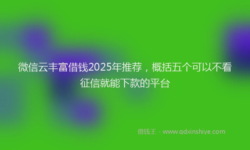 微信云丰富借钱2025年推荐，概括五个可以不看征信就能下款的平台