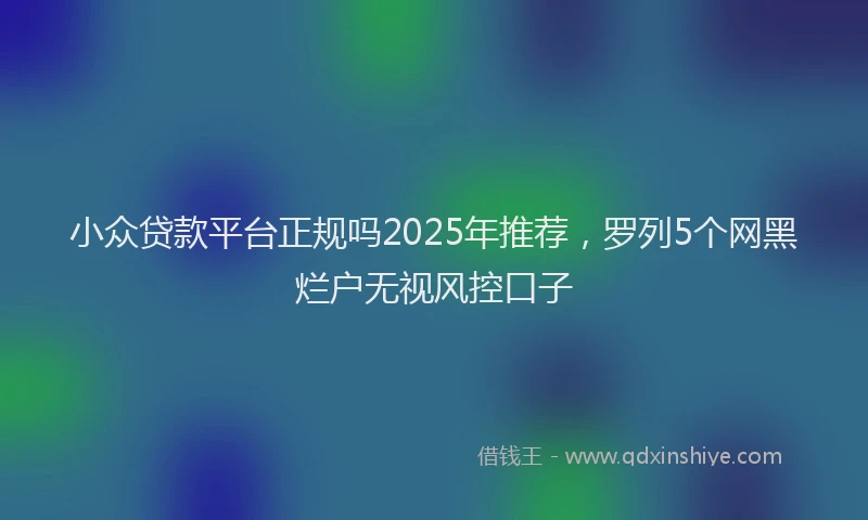 小众贷款平台正规吗2025年推荐，罗列5个网黑烂户无视风控口子
