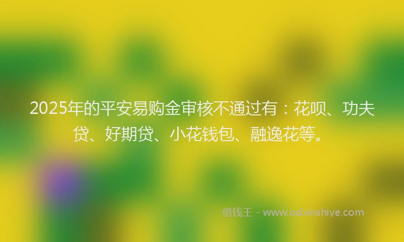 2025年的平安易购金审核不通过有：花呗、功夫贷、好期贷、小花钱包、融逸花等。