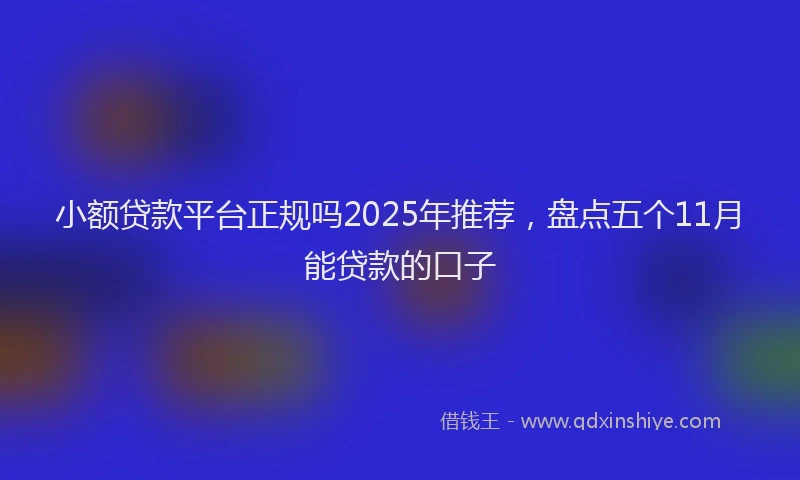 小额贷款平台正规吗2025年推荐，盘点五个11月能贷款的口子