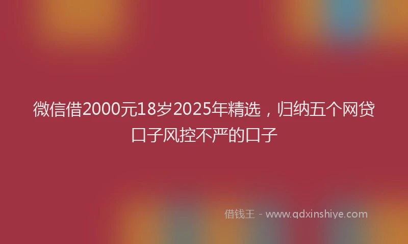 微信借2000元18岁2025年精选，归纳五个网贷口子风控不严的口子