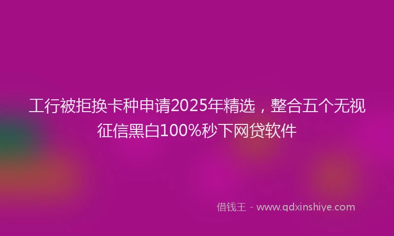工行被拒换卡种申请2025年精选，整合五个无视征信黑白100%秒下网贷软件