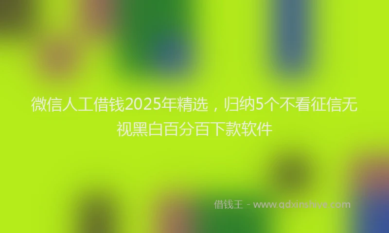 微信人工借钱2025年精选，归纳5个不看征信无视黑白百分百下款软件