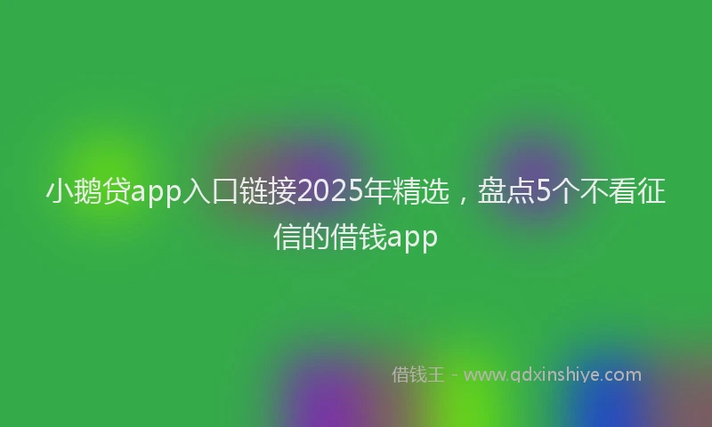 小鹅贷app入口链接2025年精选，盘点5个不看征信的借钱app