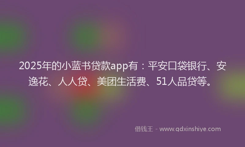 2025年的小蓝书贷款app有：平安口袋银行、安逸花、人人贷、美团生活费、51人品贷等。