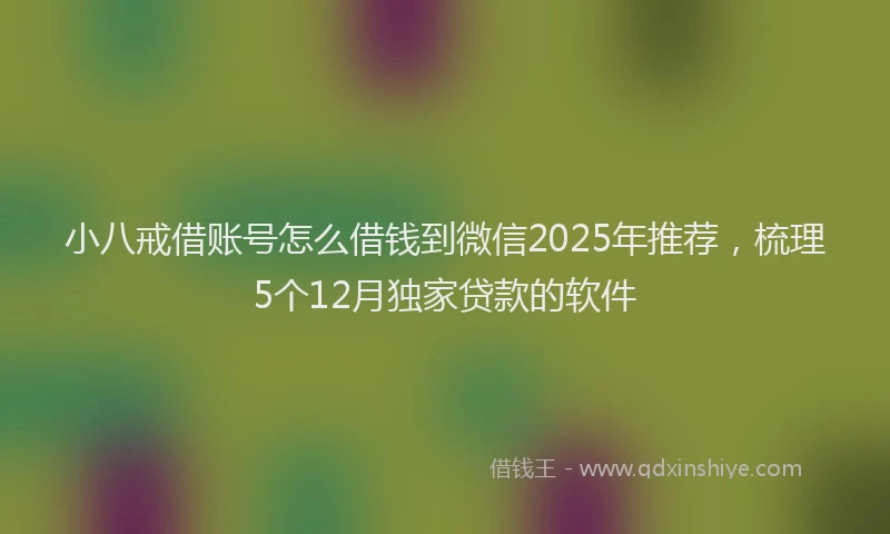 小八戒借账号怎么借钱到微信2025年推荐，梳理5个12月独家贷款的软件
