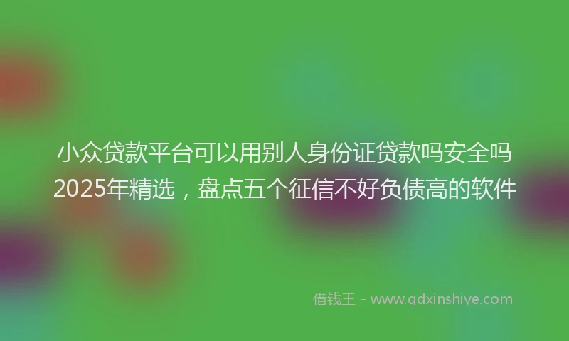 小众贷款平台可以用别人身份证贷款吗安全吗2025年精选，盘点五个征信不好负债高的软件