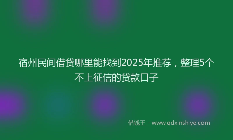 宿州民间借贷哪里能找到2025年推荐，整理5个不上征信的贷款口子