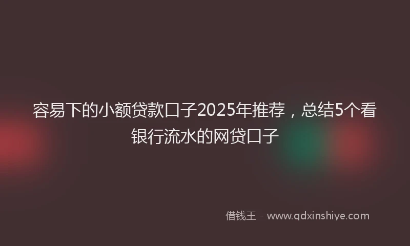 容易下的小额贷款口子2025年推荐，总结5个看银行流水的网贷口子