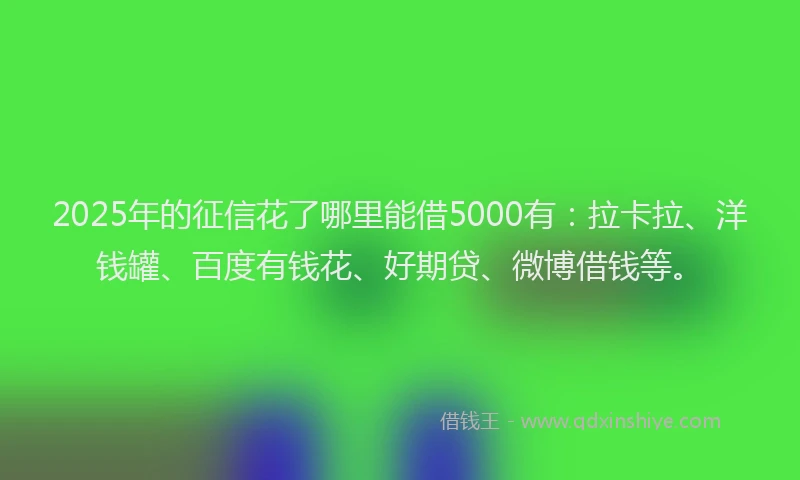 2025年的征信花了哪里能借5000有：拉卡拉、洋钱罐、百度有钱花、好期贷、微博借钱等。