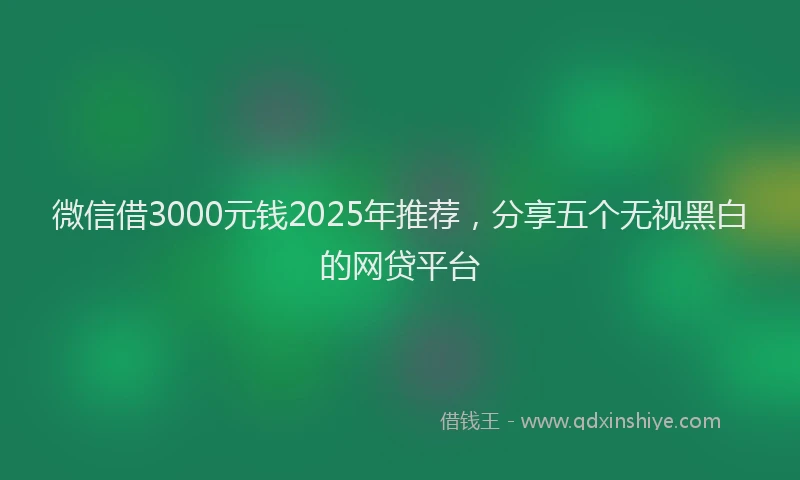 微信借3000元钱2025年推荐，分享五个无视黑白的网贷平台