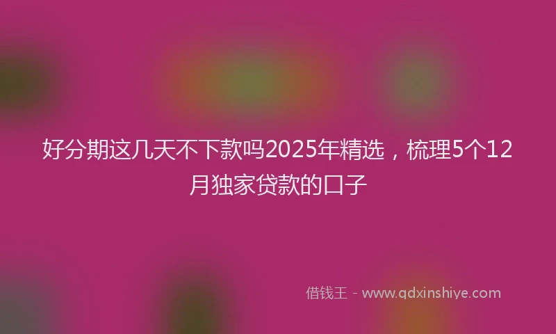 好分期这几天不下款吗2025年精选，梳理5个12月独家贷款的口子