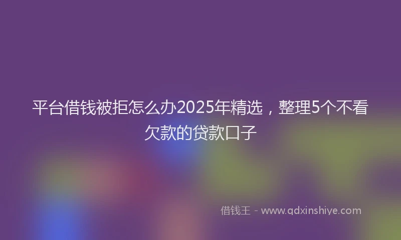 平台借钱被拒怎么办2025年精选，整理5个不看欠款的贷款口子