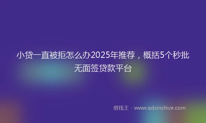 小贷一直被拒怎么办2025年推荐，概括5个秒批无面签贷款平台