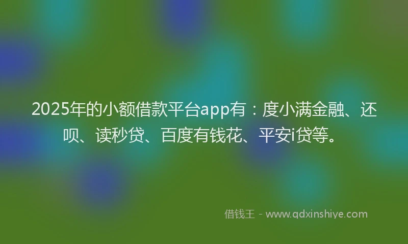 2025年的小额借款平台app有：度小满金融、还呗、读秒贷、百度有钱花、平安i贷等。