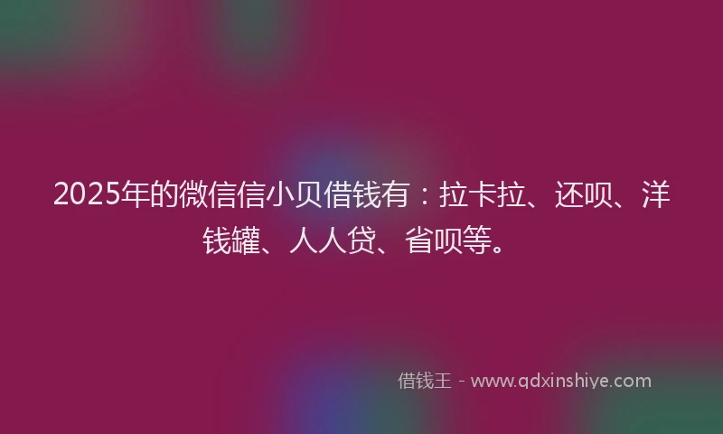 2025年的微信信小贝借钱有：拉卡拉、还呗、洋钱罐、人人贷、省呗等。