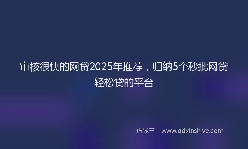 审核很快的网贷2025年推荐，归纳5个秒批网贷轻松贷的平台