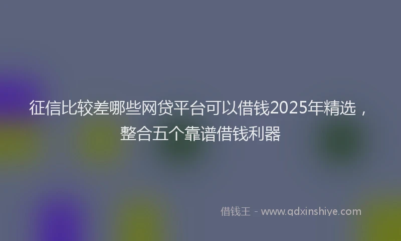 征信比较差哪些网贷平台可以借钱2025年精选，整合五个靠谱借钱利器
