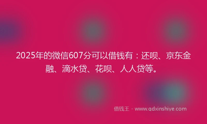 2025年的微信607分可以借钱有：还呗、京东金融、滴水贷、花呗、人人贷等。