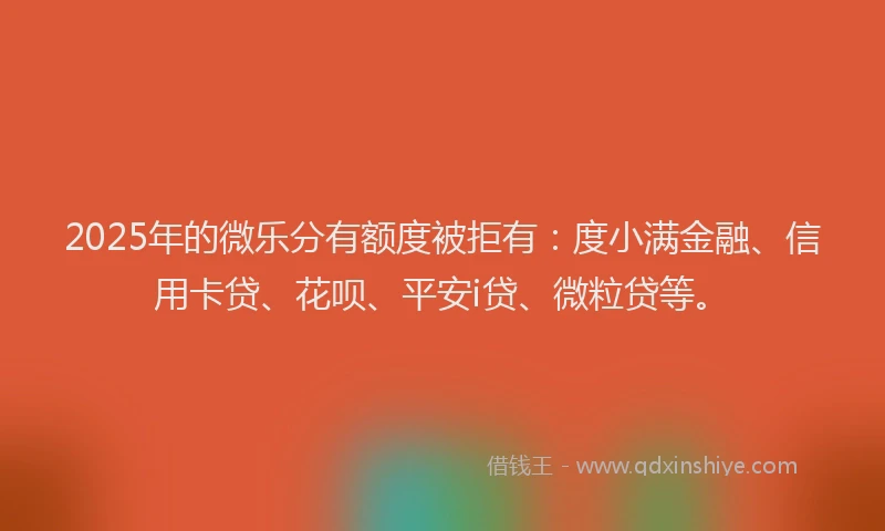 2025年的微乐分有额度被拒有：度小满金融、信用卡贷、花呗、平安i贷、微粒贷等。