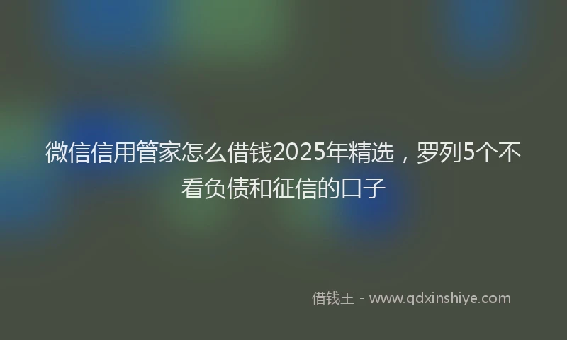 微信信用管家怎么借钱2025年精选，罗列5个不看负债和征信的口子