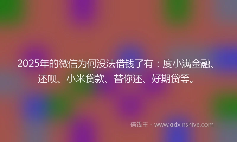 2025年的微信为何没法借钱了有：度小满金融、还呗、小米贷款、替你还、好期贷等。