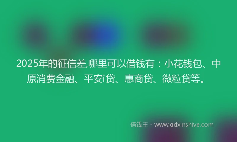 2025年的征信差,哪里可以借钱有：小花钱包、中原消费金融、平安i贷、惠商贷、微粒贷等。