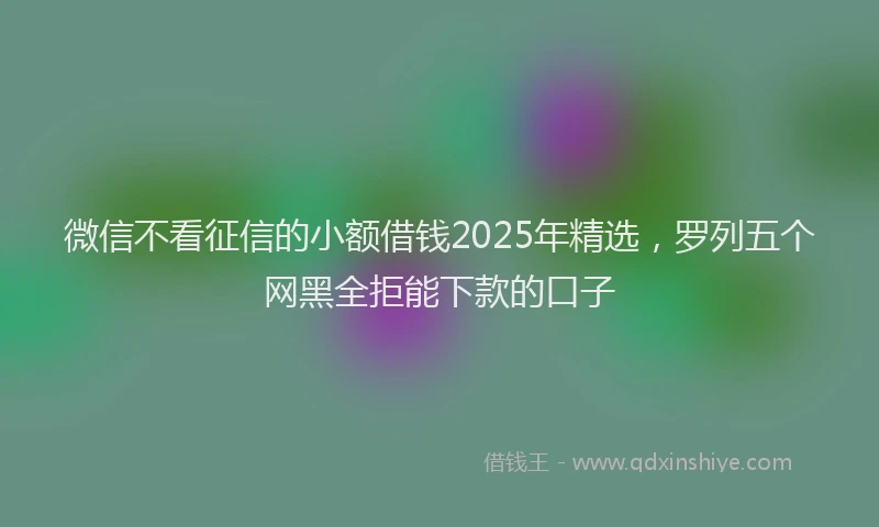 微信不看征信的小额借钱2025年精选，罗列五个网黑全拒能下款的口子