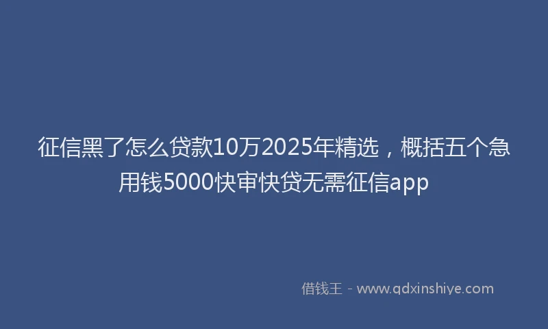 征信黑了怎么贷款10万2025年精选，概括五个急用钱5000快审快贷无需征信app