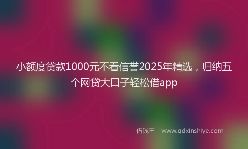 小额度贷款1000元不看信誉2025年精选，归纳五个网贷大口子轻松借app