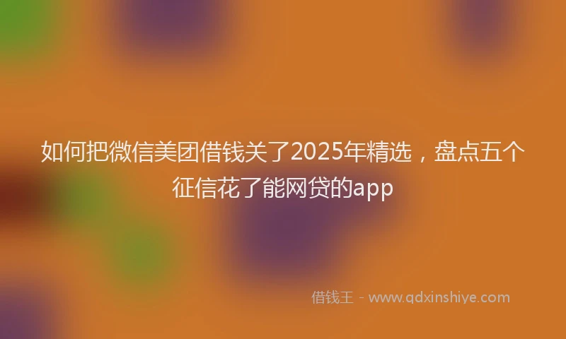 如何把微信美团借钱关了2025年精选，盘点五个征信花了能网贷的app