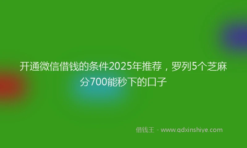 开通微信借钱的条件2025年推荐，罗列5个芝麻分700能秒下的口子