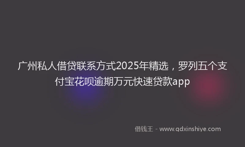 广州私人借贷联系方式2025年精选，罗列五个支付宝花呗逾期万元快速贷款app